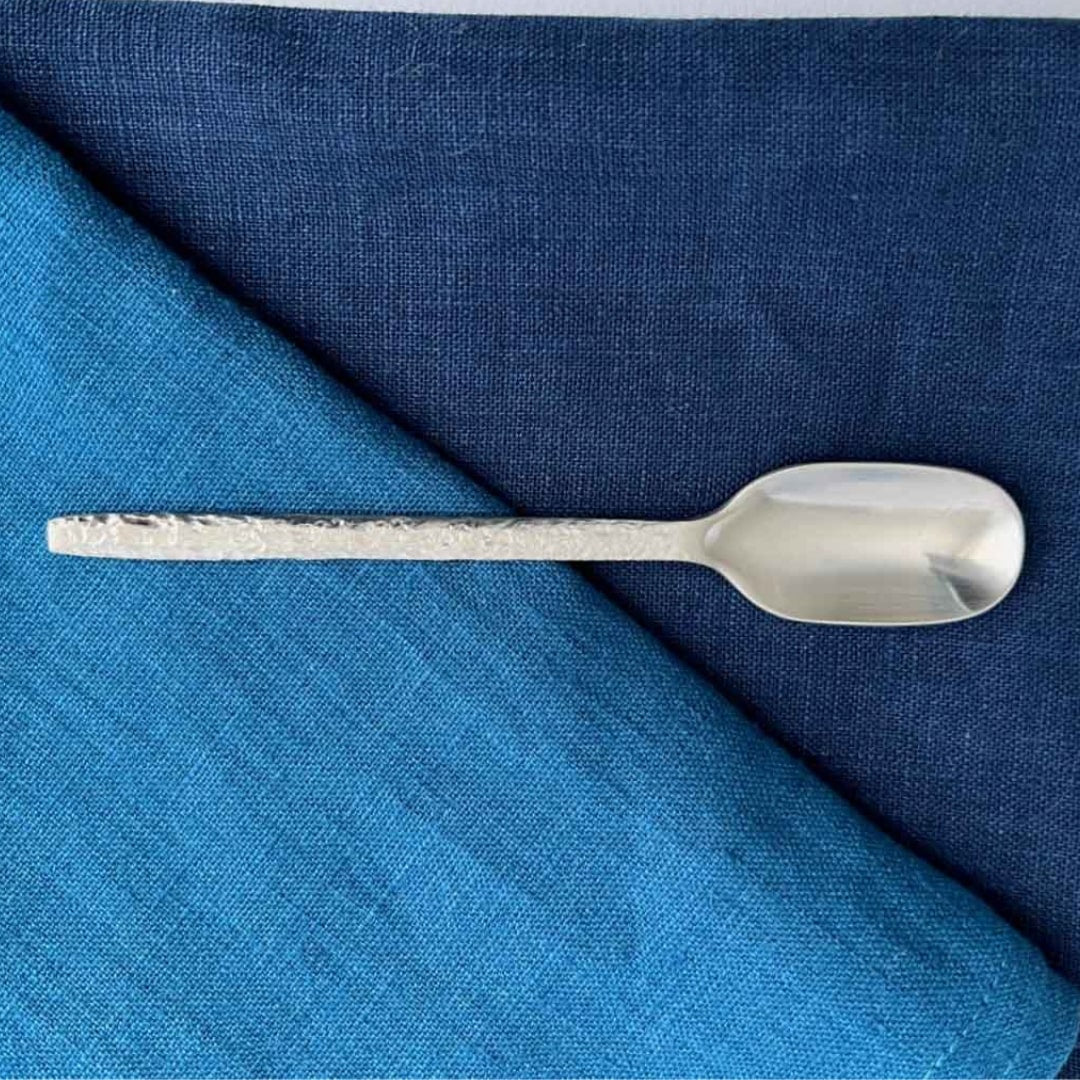 Brushed Silver Hammered Finish Teaspoons | Set of 6