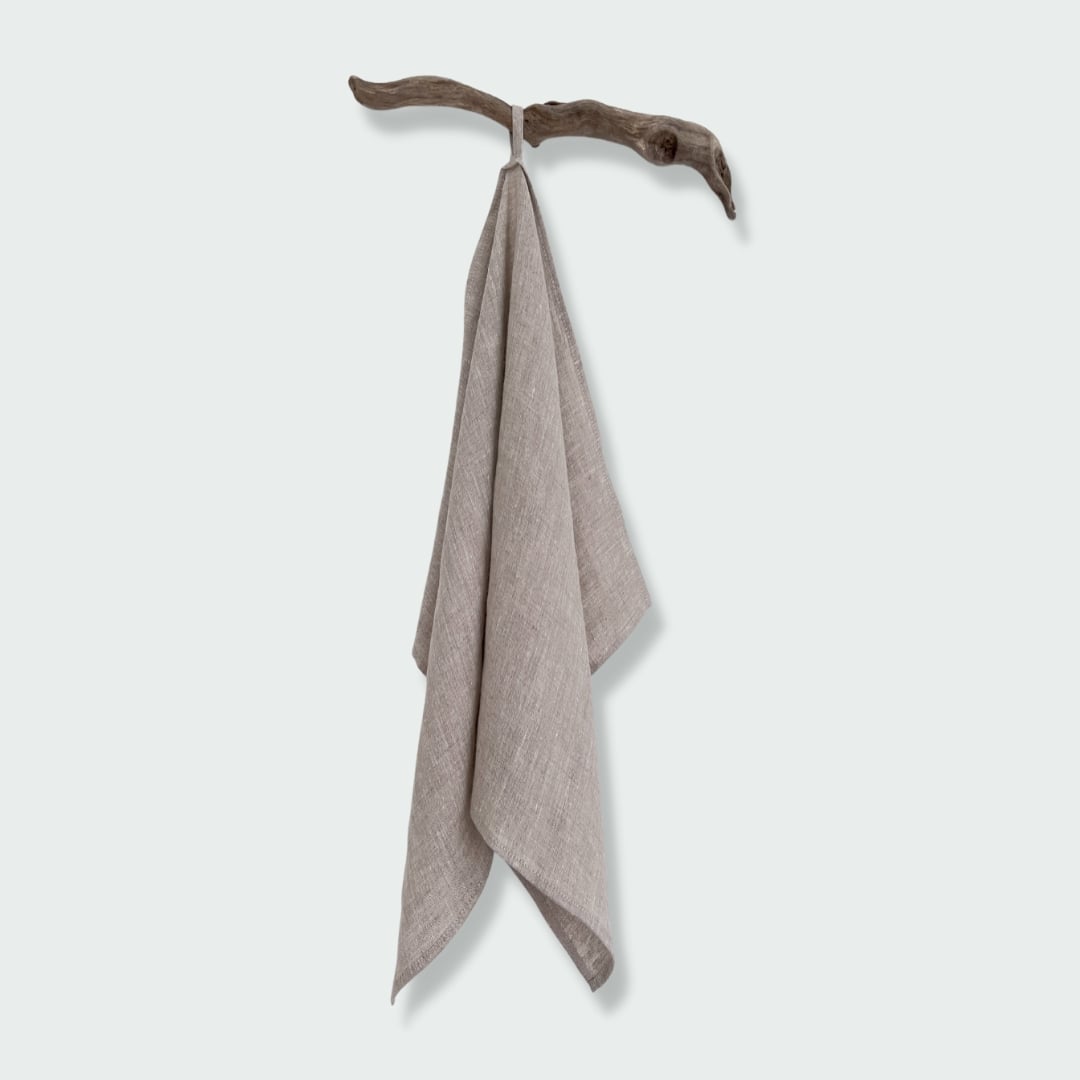 Pure Linen Tea Towel with Hanging Loop | Silver Grey