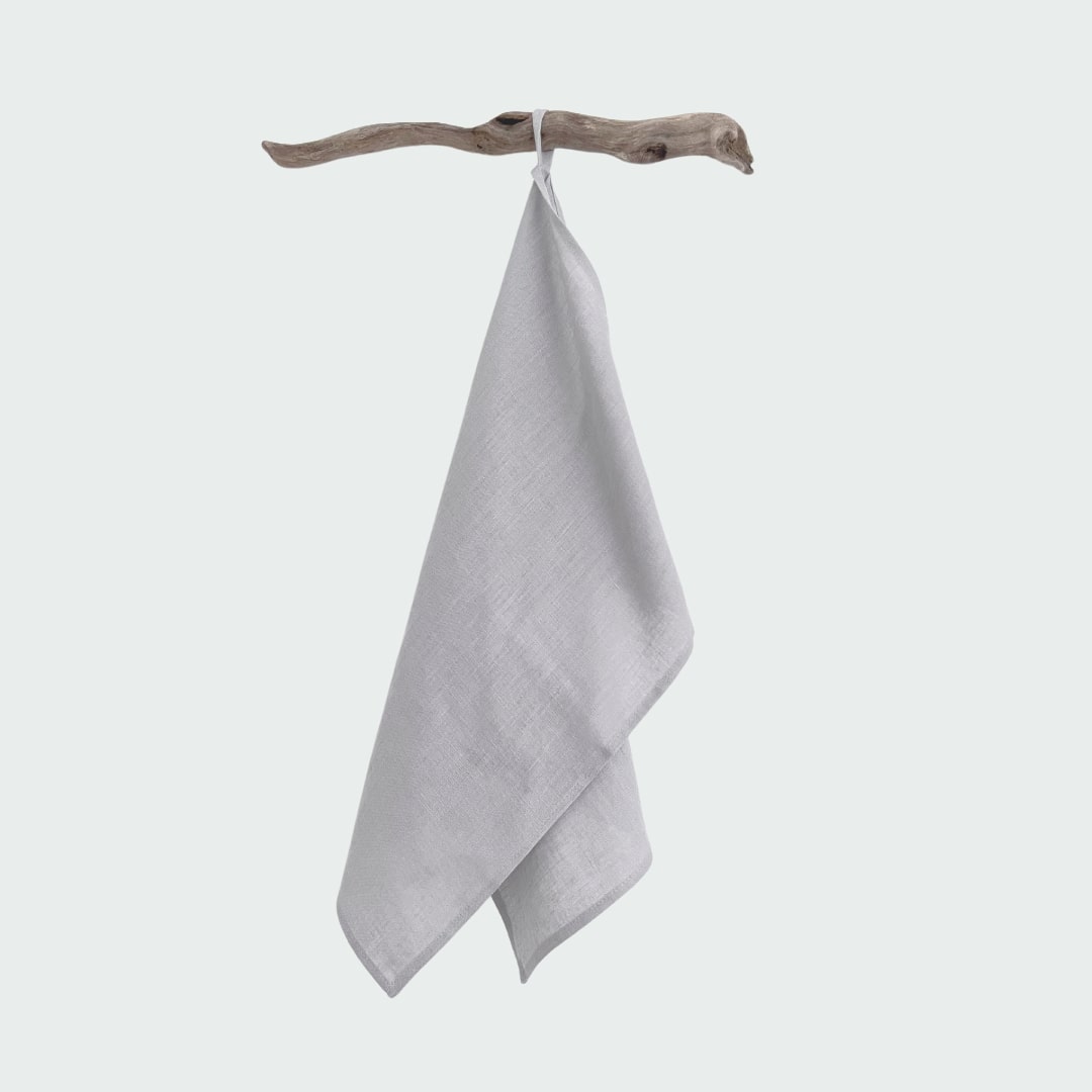 Pure Linen Tea Towel with Hanging Loop | Oatmeal