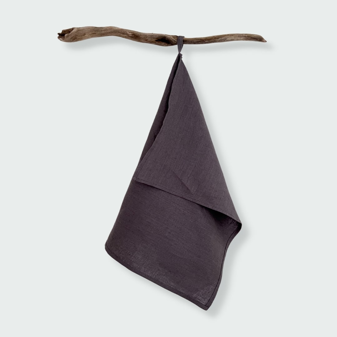 Pure Linen Tea Towel with Hanging Loop | Silver Grey