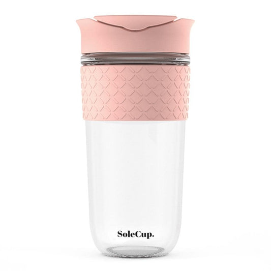 SoleCup Reusable Glass Travel Mug - Large (530ml / 18fl oz) | Baby Pink