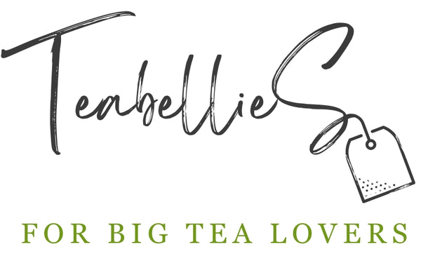 Handwritten 'Teabellies FOR BIG TEA LOVERS' logo with strapline