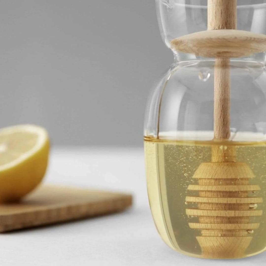 Minima Glass Honey Pot and Wooden Dipper